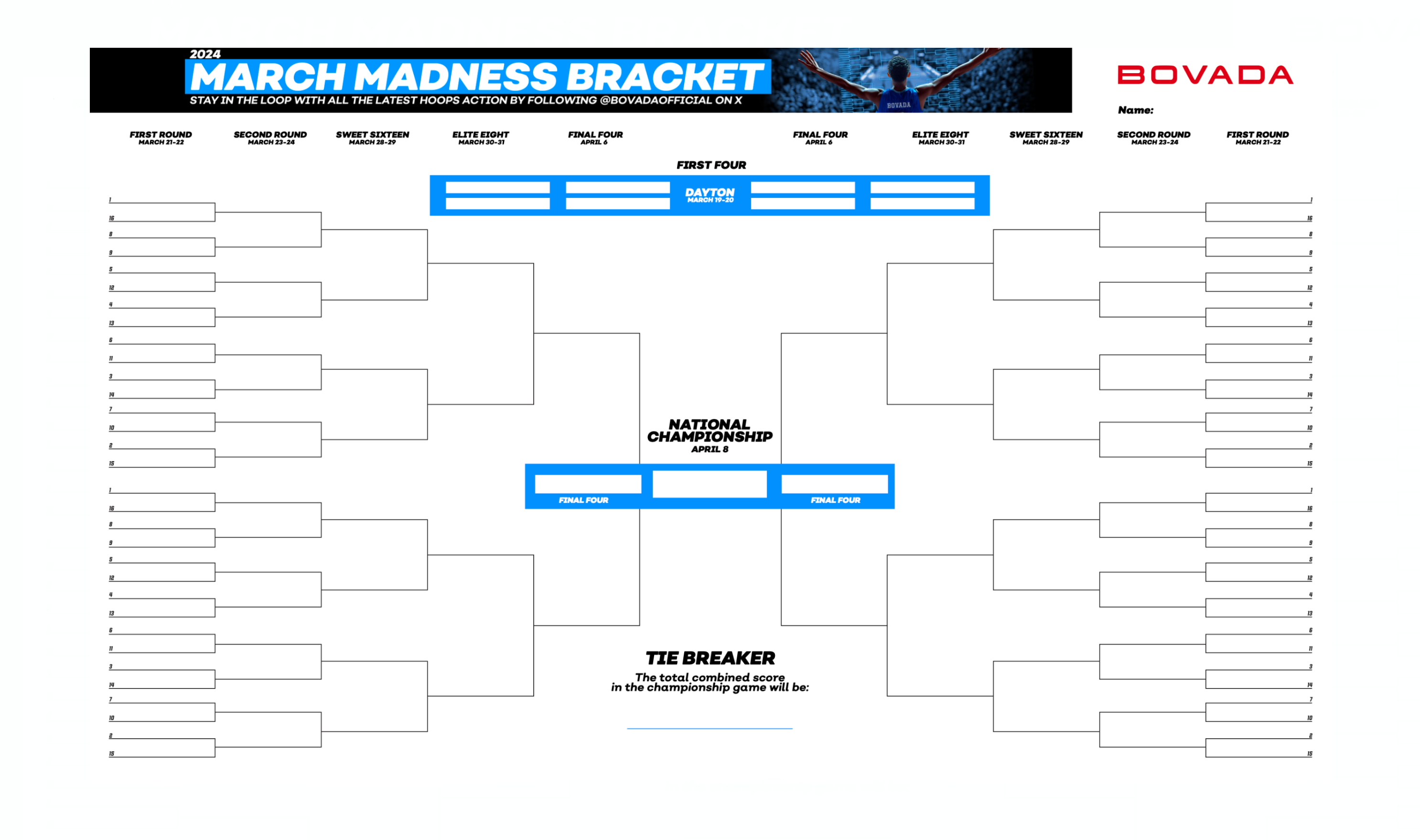 2025 March Madness Bracket Printable